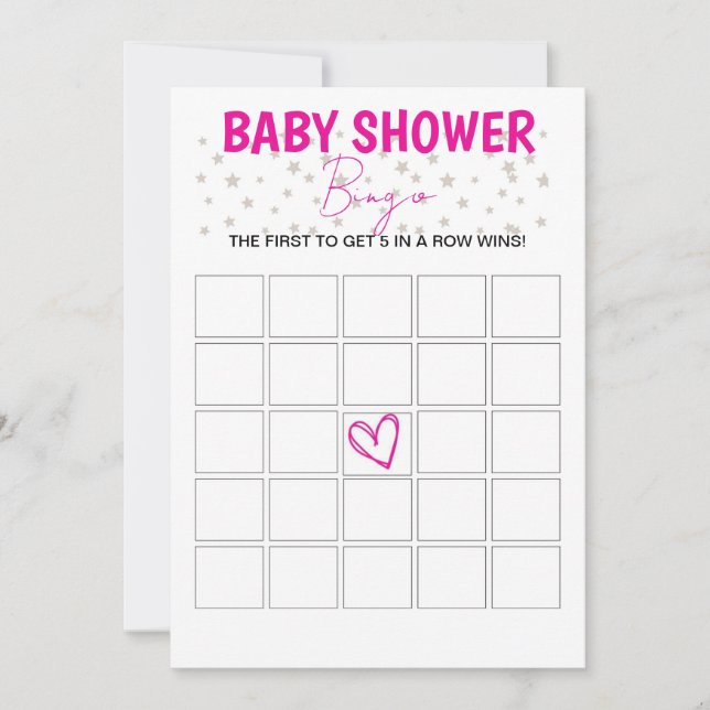 Baby Shower Bingo Game - Rosa Inbjudningar (Framsida)