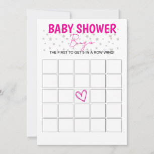 Baby Shower Bingo Game - Rosa Inbjudningar