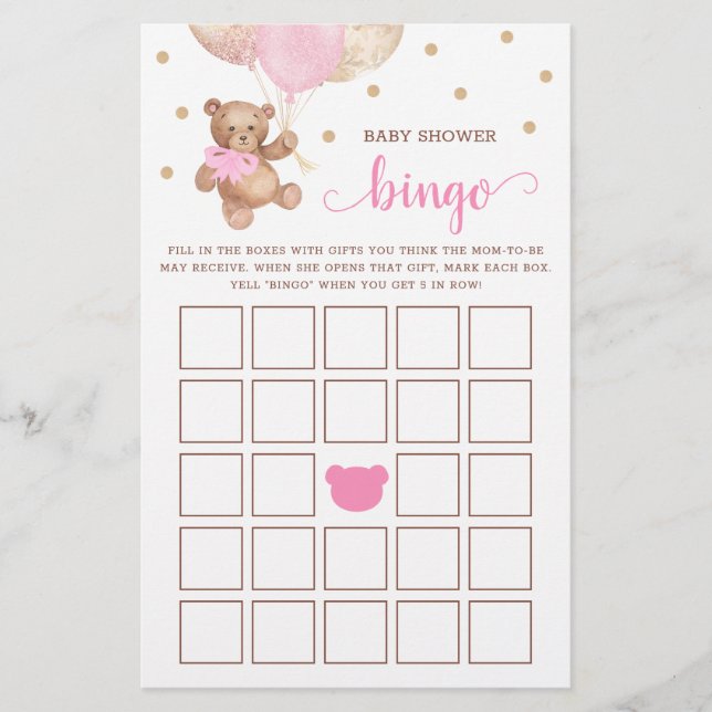 Baby Shower Bingo Game Teddy Bear (Framsida)