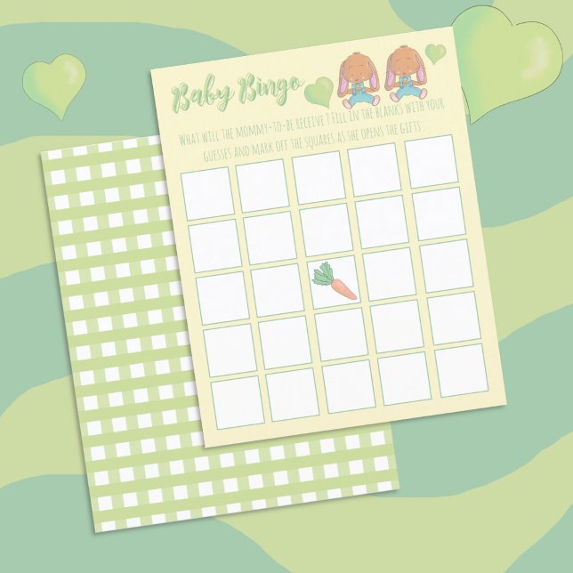 Baby Shower Bingo Game-Twin Bunnies (Spring Twin Baby Shower Bingo Game .)