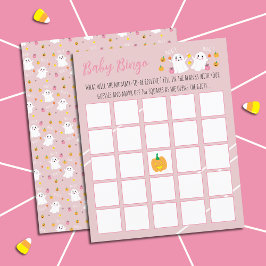 Baby Shower Bingo Game -Twin Halloween Spöken Rosa