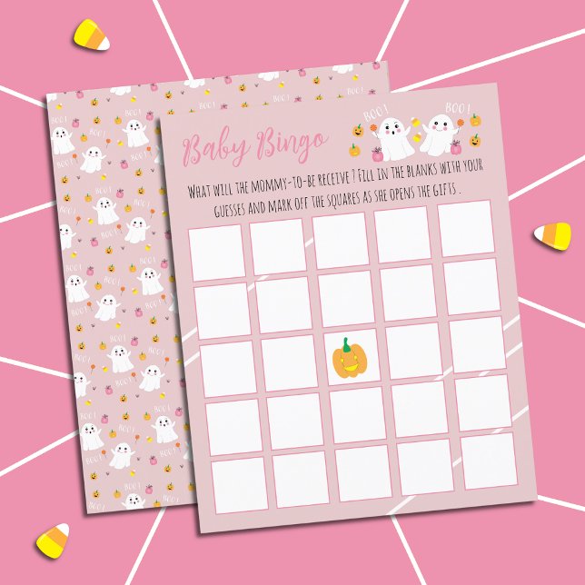 Baby Shower Bingo Game -Twin Halloween Spöken Rosa (Skapare uppladdad)