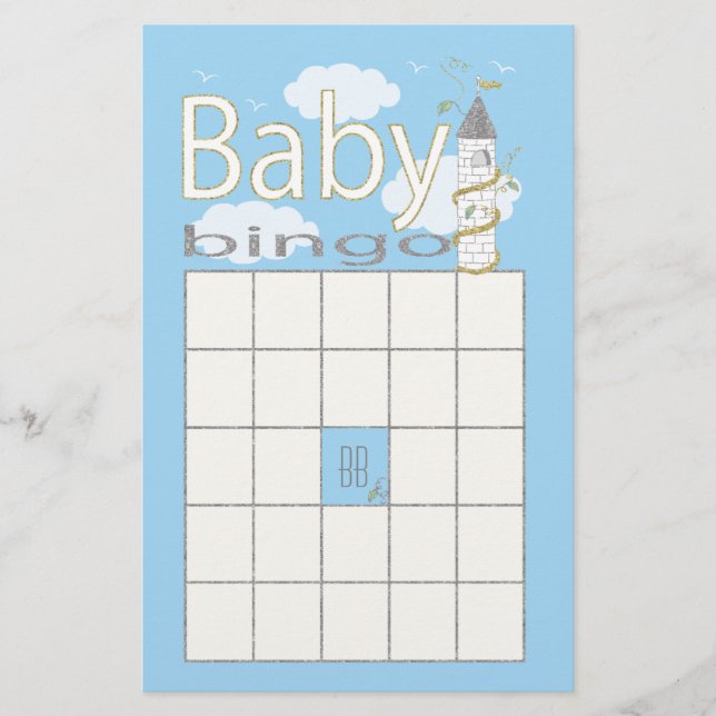 Baby Shower BINGO "Glittery Castle" Flygblad (Framsidan)