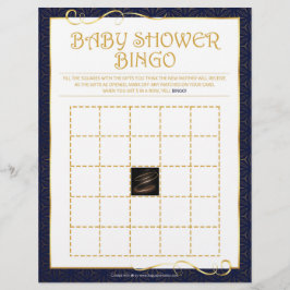 Baby Shower Bingo [Golden Blue] Brevhuvud