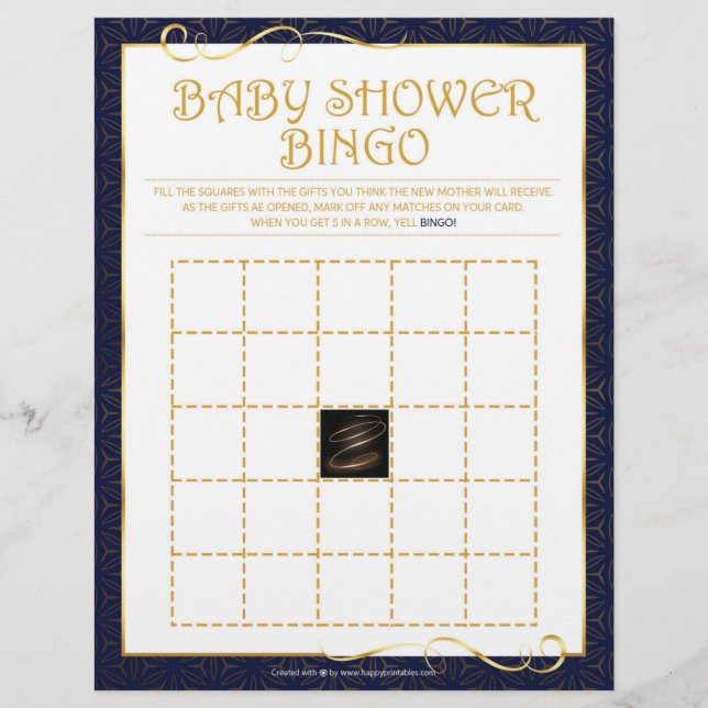 Baby Shower Bingo [Golden Blue] Brevhuvud (Framsida)