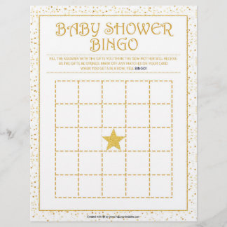 Baby Shower Bingo [Golden Sparkles] Brevhuvud