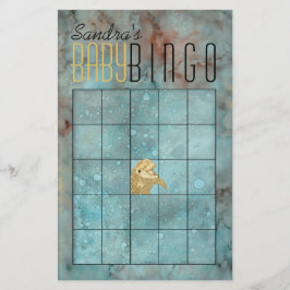 Baby Shower BINGO "Guld Baby Dolphin" Flygblad