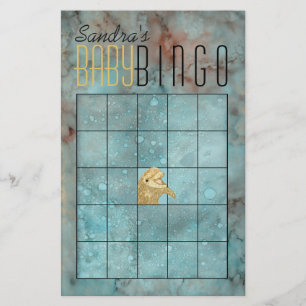 Baby Shower BINGO "Guld Baby Dolphin" Flygblad