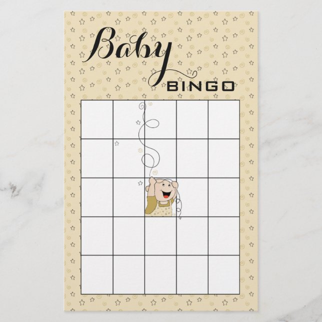 Baby Shower BINGO Guld Black Stars Baby Flygblad (Framsidan)