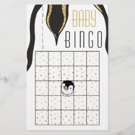 Baby Shower BINGO "Guld Penguin" Flygblad