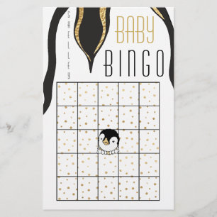 Baby Shower BINGO "Guld Penguin" Flygblad