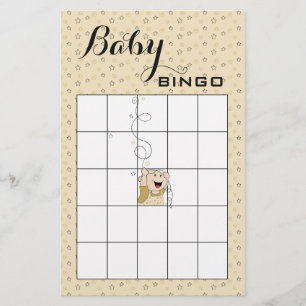 Baby Shower BINGO Guld Svarta Stjärnor Baby Flygblad