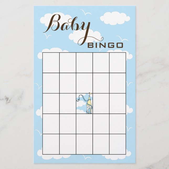Baby Shower BINGO Gult/Blue/Castle Flygblad (Framsidan)