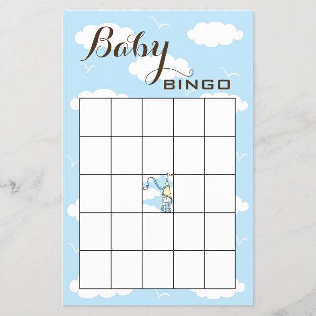 Baby Shower BINGO Gult/Blue/Castle Flygblad (Framsidan)