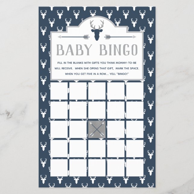 Baby Shower Bingo, Hjort Baby Shower Flygblad (Framsidan)