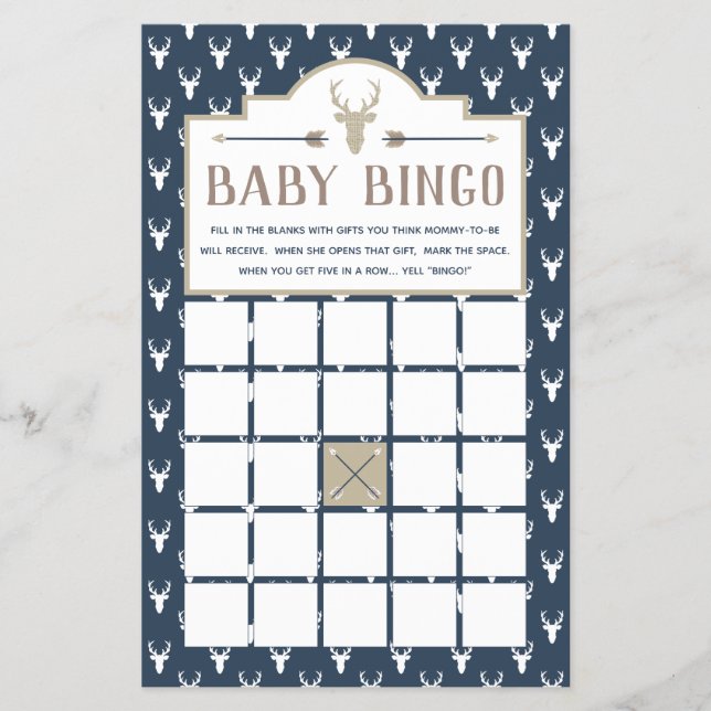 Baby Shower Bingo, Hjort Baby Shower Flygblad (Framsidan)