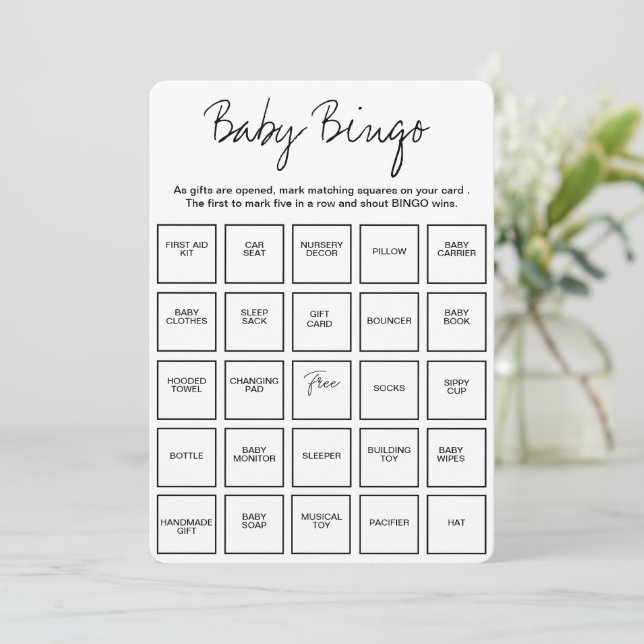 Baby Shower Bingo Kort, Unika Förifylda Baby Bin Inbjudningar (Stående Fram)