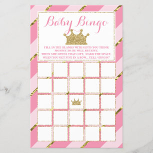 Baby Shower Bingo, Liten Prinsessa Flygblad