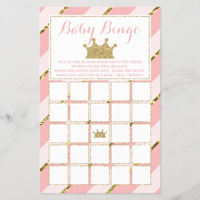 Baby Shower Bingo, Little Princess Flygblad (Framsidan)