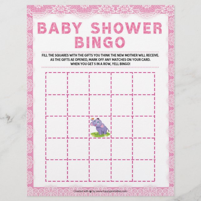Baby Shower Bingo [Luxury Snöre [Rosa]] Brevhuvud (Framsida)