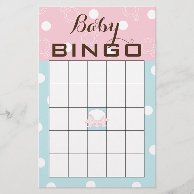 Baby Shower BINGO "ROSA BLUE BABY" Flygblad (Framsidan)