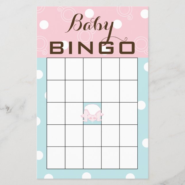 Baby Shower BINGO "ROSA BLUE BABY" Flygblad (Framsidan)
