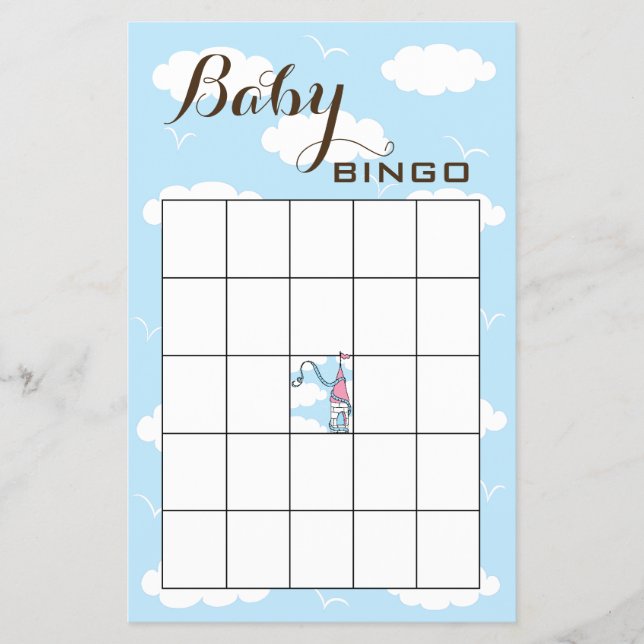 Baby Shower BINGO Rosa/Blue/Castle Flygblad (Framsidan)