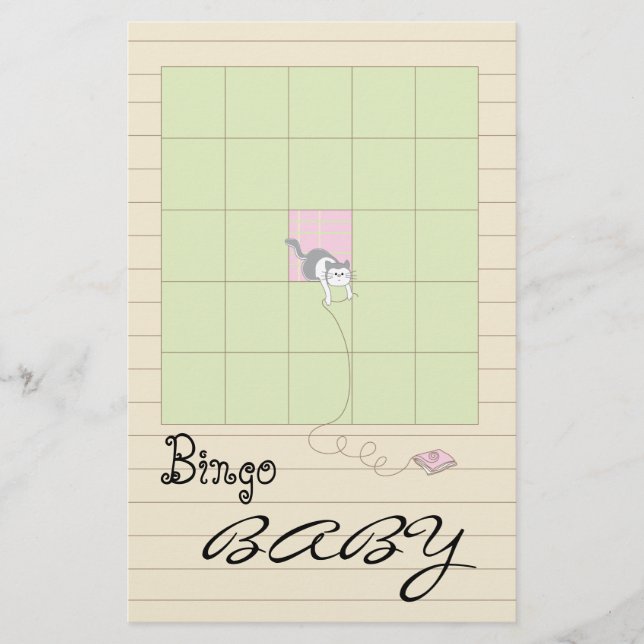 Baby Shower BINGO Rosa/Bygg A Bibliotek" Flygblad (Framsidan)