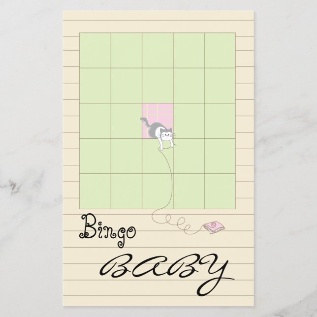 Baby Shower BINGO Rosa/Bygg A Bibliotek" Flygblad (Framsidan)