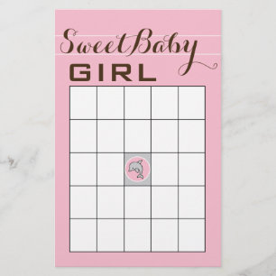 Baby Shower BINGO "Rosa delfin" Flygblad