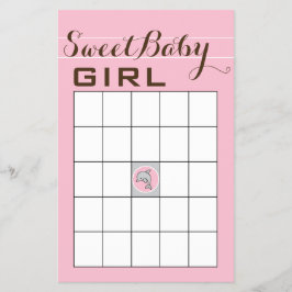 Baby Shower BINGO "Rosa delfin" Flygblad