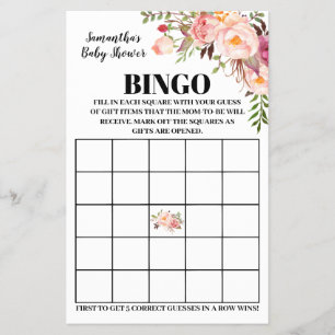 Baby Shower Bingo rosa tvåspråkigt spelkort Flygblad