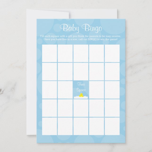 Baby Shower Bingo - Rubber Ducky Theme - Blue Inbjudningar (Framsida)
