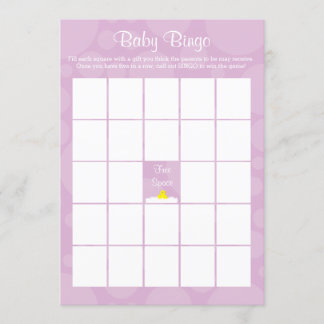 Baby Shower Bingo - Rubber Ducky Theme - Lilac Inbjudningar
