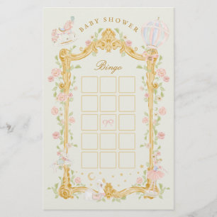 Baby Shower Bingo Sagoprinsessa Karusell Flygblad