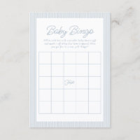 Baby shower bingo seersucker blå vit rand