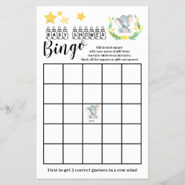Baby Shower Bingo Söt Elefant Spelkort  Flygblad