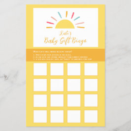 Baby Shower Bingo-spel lakan, Sunshine Miracle Flygblad
