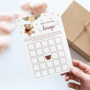 Baby Shower Bingo Spel Teddybjörn Kort