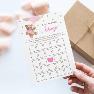 Baby Shower Bingo Spel Teddybjörn Kort