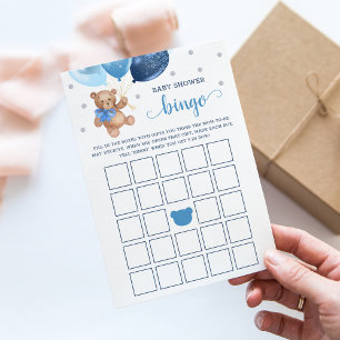 Baby Shower Bingo Spel Teddybjörn Kort