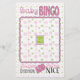Baby Shower BINGO "Sugar and Spice" Flygblad