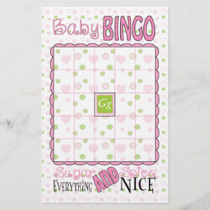 Baby Shower BINGO "Sugar and Spice" Flygblad
