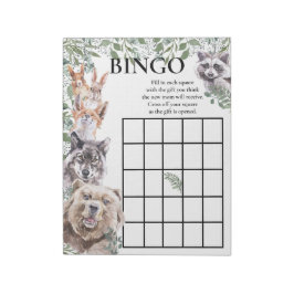 Baby Shower Bingo Woodland Animals Watercolor  Anteckningsblock