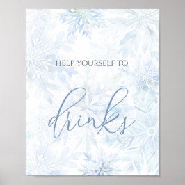 Baby Shower Blå Snöflinga Drycker Poster