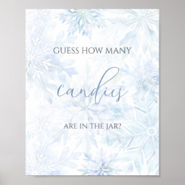 Baby Shower Blå Snöflinga Gissa Hur Många Godisar Poster