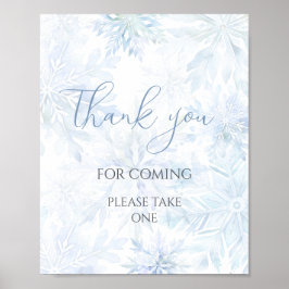 Baby Shower Blå Snöflinga Tack för att du kom Poster