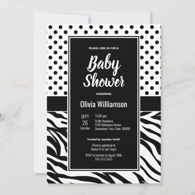 Baby Shower Black and White Party Inbjudningar (Framsida)