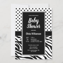 Baby Shower Black and White Party Inbjudningar