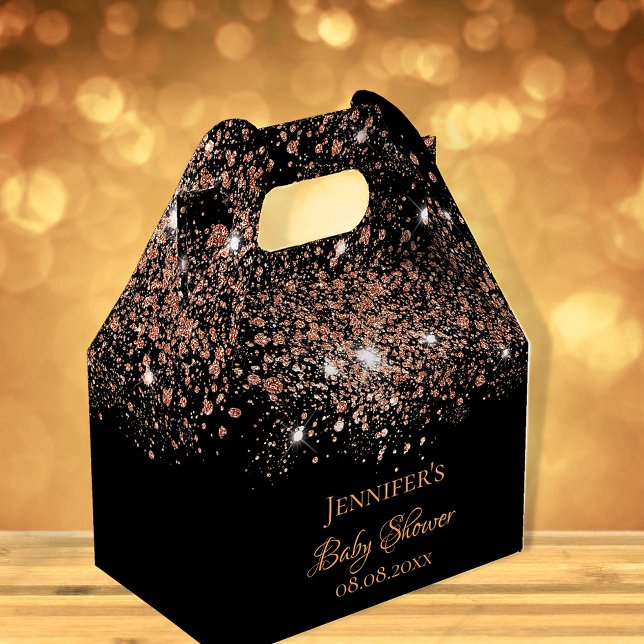 Baby Shower Black ro guld glitter namn, tack. Presentaskar (Skapare uppladdad)